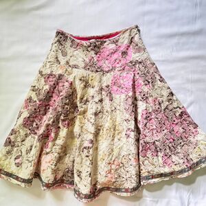 Rare Find Gorgeous Printed Oilily Midi Skirt Pink Cream Printed Women's Size 38